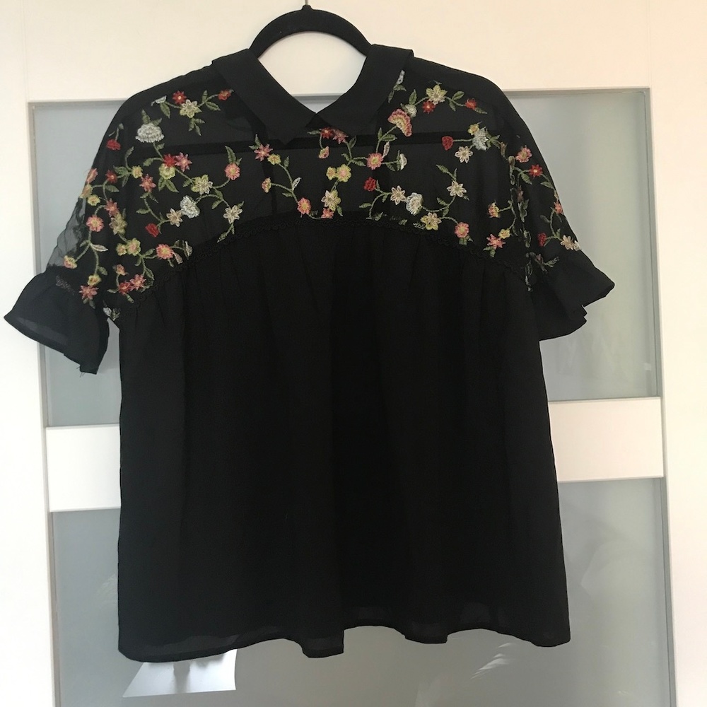 NWOT Mesh Floral Top